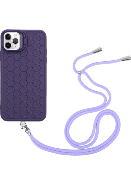 iPhone 11 Pro Kılıf Için Tpu Lens Çerçevesi Korumalı Telefon Kapağı Askılı-Mor (Yurt Dışından)