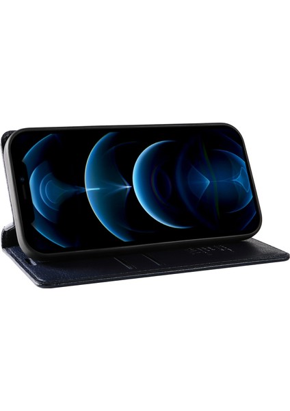iPhone 13 Pro Max Için Cüzdan Kılıf Mıknatıslı Kapaklı Deri Telefon Kılıfı-Lacivert (Yurt Dışından)