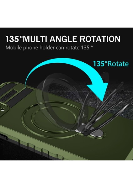 iPhone 11 Pro Kılıf Manyetik Pc+Tpu Halkalı Telefon Kılıfı Kickstand-Yeşil (Yurt Dışından)