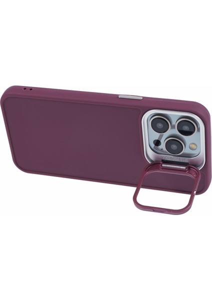 iPhone 12 Pro Max Için Kılıf Lens Çerçevesi Kickstand Silikon Telefon Arka Kapak-Şarap Kırmızı (Yurt Dışından) modelleri
