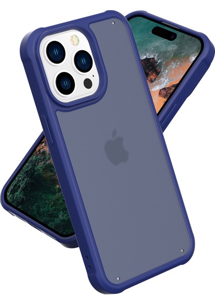 iPhone 15 Pro Max Ince Kılıf Skin-Touch Tpu+Pc Mat Telefon Kılıfı-Koyu Mavi (Yurt Dışından)