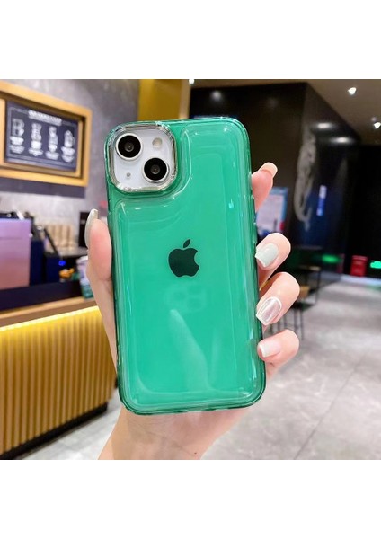 iPhone 13 Kılıf Pc+Tpu Telefon Koruyucu Kapak Darbeye Dayanıklı Hava Yastığı Şeffaf Telefon Kabuğu-Yeşil (Yurt Dışından)