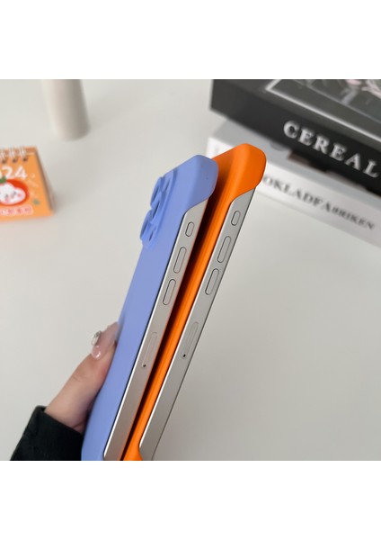 iPhone 14 Pro Max Kılıf Oluklu Doku Çerçevesiz Sert Pc Telefon Kapağı-Turuncu (Yurt Dışından)