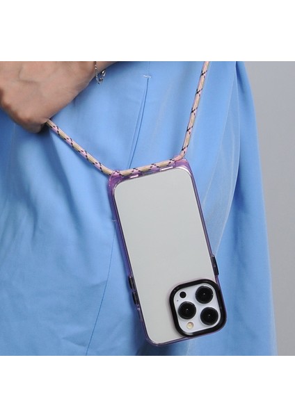 iPhone 13 Pro Max Kılıf Pc+Tpu Ayarlanabilir Kordonlu Şeffaf Telefon Kılıfı-Şeffaf Yeşil+Yeşil Kordon (Yurt Dışından)