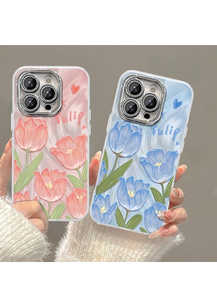 iPhone 13 Pro Max Için 6.7 Inç Yumuşak Tpu Kılıf Lale Çiçek Desenli Baskı Koruyucu Kapak-Mor (Yurt Dışından)