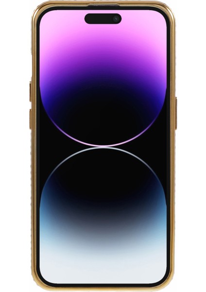 iPhone 14 Pro Max Telefon Kılıfı Için Rhinestones Dekor Tpu Çizilmez Kapak-Altın (Yurt Dışından)