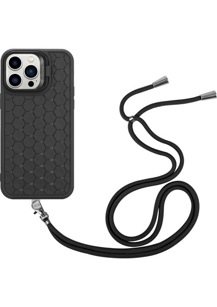 iPhone 12 Pro Max Için Kılıf Omuz Askılı Kickstand Isı Dağılımı Tpu Telefon Kapağı-Siyah (Yurt Dışından)