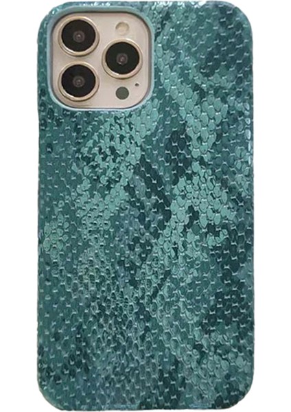 iPhone 13 Pro Için Mobil Tedarikçi Telefon Kılıfı Pu Deri + Lake Yılan Dokulu Pc Kabuğu-Siyahımsı Yeşil (Yurt Dışından)