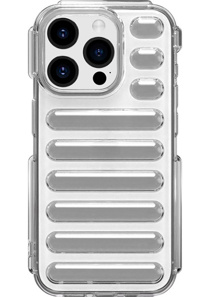 Kapsül Serisi iPhone 15 Pro Max Kılıfı Darbeye Dayanıklı Nervürlü Tpu Telefon Kapağı-Şeffaf (Yurt Dışından)