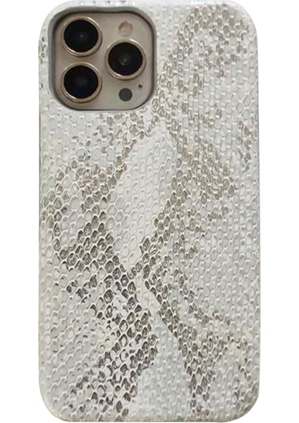 iPhone 13 Pro Için Mobil Tedarikçi Telefon Kılıfı Pu Deri + Lake Yılan Dokulu Pc Kabuğu-Beyaz (Yurt Dışından)