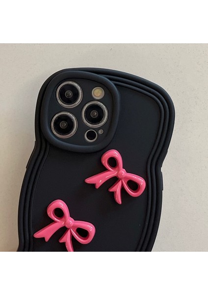 iPhone 13 Pro Için Kapak Dalgalı Kenar Yumuşak Tpu Cep Telefonu Kılıfı Üç Ilmek Dekor-Kahverengi (Yurt Dışından)