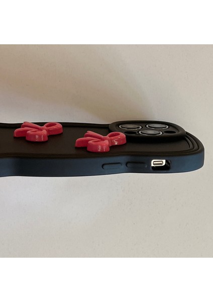 iPhone 13 Pro Için Kapak Dalgalı Kenar Yumuşak Tpu Cep Telefonu Kılıfı Üç Ilmek Dekor-Kahverengi (Yurt Dışından)