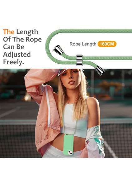 iPhone 15 Plus Shell Sıvı Silikon Kart Tutucu Telefon Kılıfı Uzun Ipli-Yeşil (Yurt Dışından) fiyatları