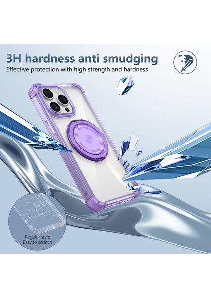 iPhone 12 Pro Max Için Manyetik Kılıf Anti-Damla Tpu+Pc Kickstand Telefon Kapağı-Şeffaf Mor (Yurt Dışından)