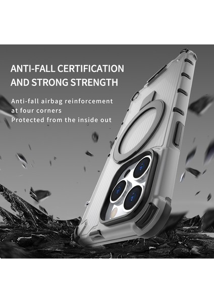 iPhone 13 Pro Pc+Tpu Manyetik Kılıf Şerit Tasarımı Kickstand Telefon Kapağı-Mor (Yurt Dışından)