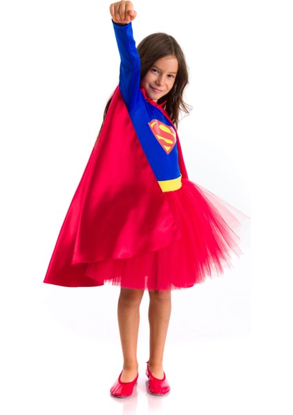 Supergirl Kostümü Uzun Kollu