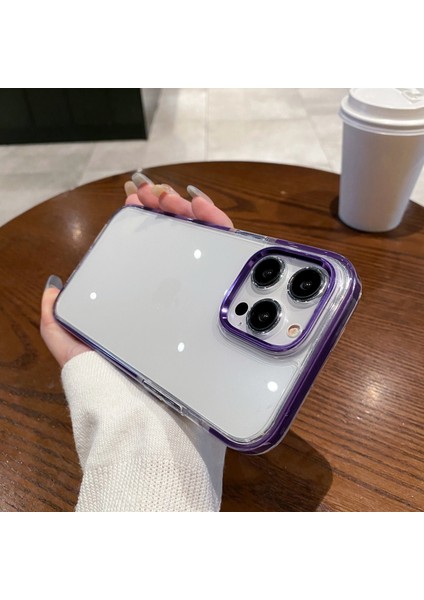 iPhone 12 Için 6,1 Inç/12 Pro 6,1 Inç Kılıf Pc+Tpu Şeffaf Damla Korumalı Telefon Kapağı-Mor (Yurt Dışından)