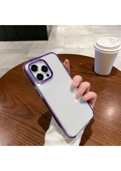 iPhone 12 Için 6,1 Inç/12 Pro 6,1 Inç Kılıf Pc+Tpu Şeffaf Damla Korumalı Telefon Kapağı-Mor (Yurt Dışından)