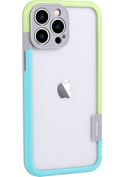 iPhone 13 Pro Cep Telefonu Kılıfları Çift Renkli Çerçeve Pc+Tpu Arka Kapak-Mavi+Sarı (Yurt Dışından)