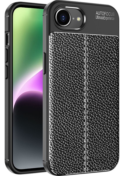 iPhone SE(2024)CEP Telefonu Kılıfı Litchi Texture Tpu Arka Kapak-Siyah (Yurt Dışından)