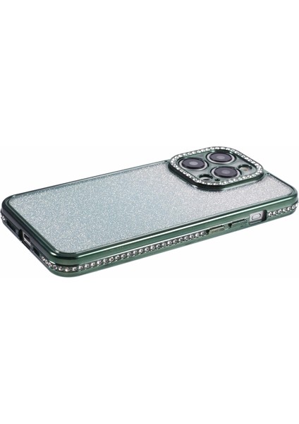 iPhone 15 Pro Için Kılıf Anti-Drop Gradyan Tpu Telefon Kılıfı Rhinestones Desenli-Gece Yarısı Yeşili (Yurt Dışından) fırsatları