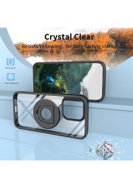 iPhone 15 Pro Max Kılıf Magsafe Halkalı Kickstand ile Uyumlu Şeffaf Tpu+Pc Telefon Kapağı-Siyah (Yurt Dışından) modelleri