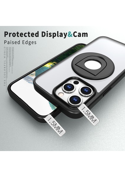 iPhone 15 Pro Max Kılıf Magsafe Halkalı Kickstand ile Uyumlu Şeffaf Tpu+Pc Telefon Kapağı-Siyah (Yurt Dışından) fırsatları