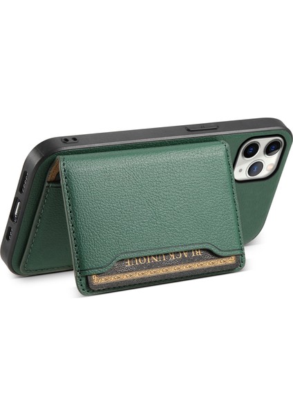 iPhone 11 Pro Max Için Kickstand Kılıf Çizilmez Buzağı Dokulu Cep Telefonu Kapağı-Yeşil (Yurt Dışından)