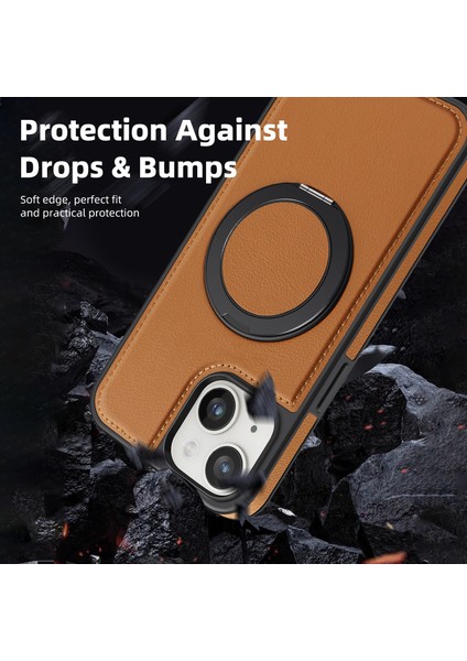 iPhone 14 Plus Için Manyetik Telefon Kılıfı Deri+Pc+Tpu Döner Halkalı Kickstand-Kahverengi (Yurt Dışından) indirimleri