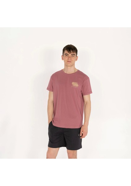 Slimfit Artificial Experience Baskılı Erkek Gül Kurusu T-Shirt