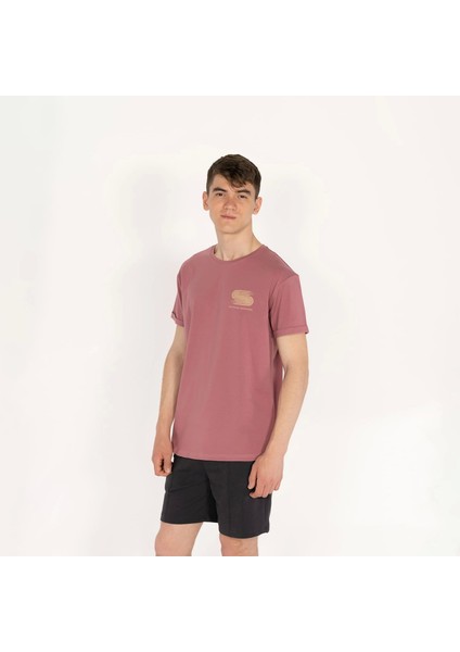 Slimfit Artificial Experience Baskılı Erkek Gül Kurusu T-Shirt modelleri