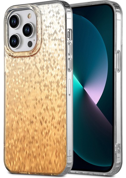 iPhone 13 Pro Kılıf Imd Sparkle Eşkenar Dörtgen Desenli Tpu+Pc Telefon Kapağı-Altın (Yurt Dışından)