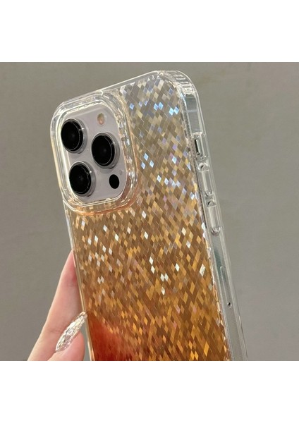 iPhone 13 Pro Kılıf Imd Sparkle Eşkenar Dörtgen Desenli Tpu+Pc Telefon Kapağı-Altın (Yurt Dışından)