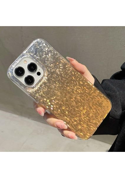iPhone 13 Pro Kılıf Imd Sparkle Eşkenar Dörtgen Desenli Tpu+Pc Telefon Kapağı-Altın (Yurt Dışından)