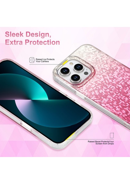 iPhone 13 Pro Kılıf Imd Sparkle Eşkenar Dörtgen Desenli Tpu+Pc Telefon Kapağı-Altın (Yurt Dışından)