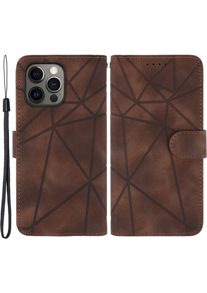 iPhone 14 Pro Max Için Deri Kılıf Skin-Touch Texture Cüzdan Standlı Telefon Kapağı-Kahverengi (Yurt Dışından)