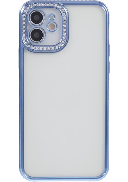 iPhone 11 Için Tpu Telefon Kılıfı Yumuşak Bling Rhinestones Dekor Kabuk-Mavi (Yurt Dışından)