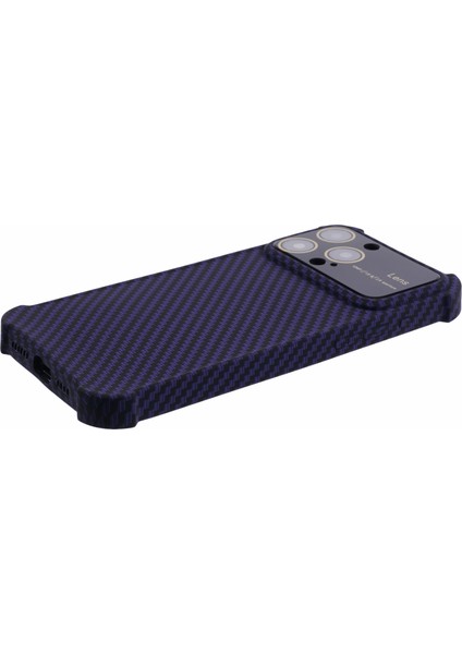 iPhone 13 Pro Max Için 6.7 Inç Kılıf Tpu+Silikon Karbon Fiber Dokulu Telefon Kapağı-Mor (Yurt Dışından)