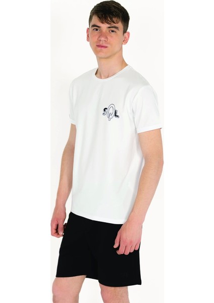 Slimfit Sql Baskılı Beyaz Erkek T-Shirt fırsatları