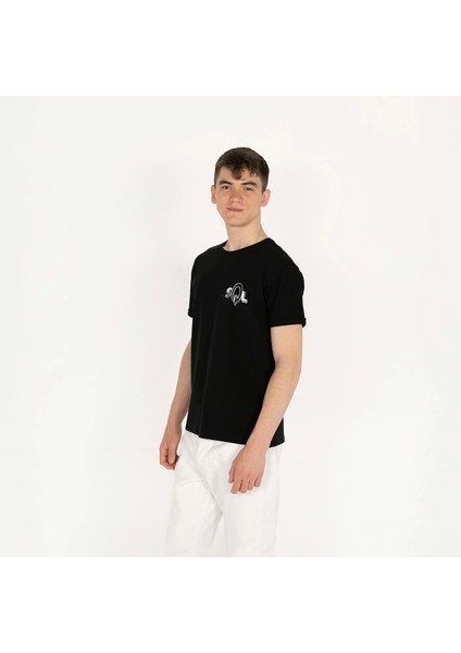 Slimfit Sql Baskılı Siyah Erkek T-Shirt