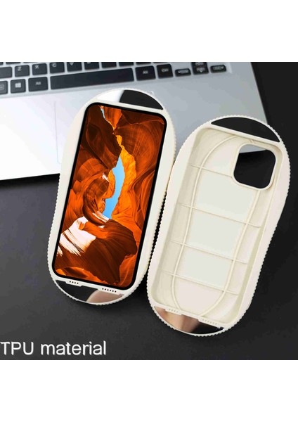 iPhone 12 Pro Max Için Kickstand Kılıf Denim Terlik Tasarımı Ayna Fonksiyonlu Tpu Telefon Kapağı-Mavi (Yurt Dışından)