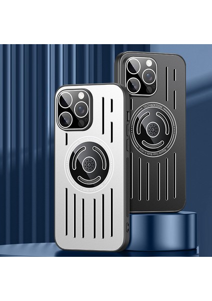 iPhone 13 Pro 6.1 Inç Manyetik Telefon Kılıfı Için Tpu+Metal Isı Dağılımı Kabuk Dahili Lens Filmi-Gümüş (Yurt Dışından)