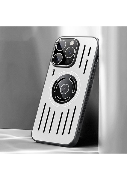 iPhone 13 Pro 6.1 Inç Manyetik Telefon Kılıfı Için Tpu+Metal Isı Dağılımı Kabuk Dahili Lens Filmi-Gümüş (Yurt Dışından)