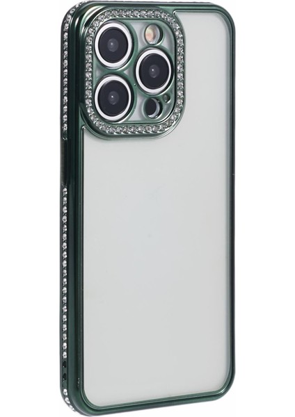 iPhone 13 Pro Için Tpu Kılıf Darbeye Dayanıklı Telefon Kılıfı, Rhinestones Dekoru-Gece Yarısı Yeşili (Yurt Dışından) fiyatları