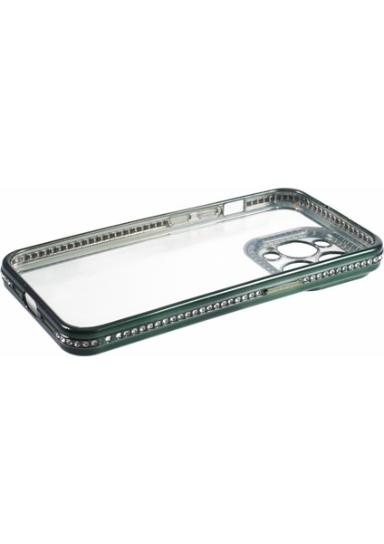 iPhone 13 Pro Için Tpu Kılıf Darbeye Dayanıklı Telefon Kılıfı, Rhinestones Dekoru-Gece Yarısı Yeşili (Yurt Dışından) modelleri