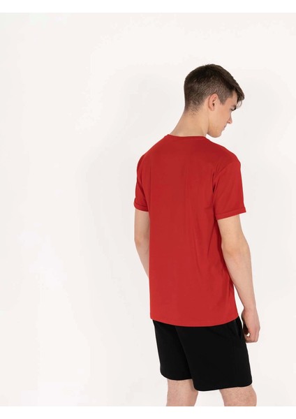 Slimfit Solverse Baskılı Erkek Kırmızı T-Shirt modelleri