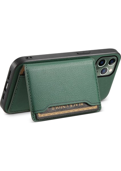 iPhone 11 Pro Kılıf Buzağı Dokulu Pu Deri Kart Yuvalı Telefon Kapağı-Yeşil (Yurt Dışından)