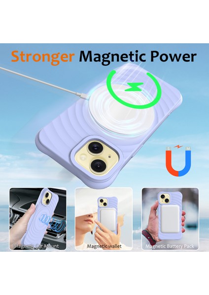 iPhone 13 Kılıf Magsafe ile Uyumlu Dalgalanma Dokulu Sıvı Silikon Soft Telefon Kılıfı-Mor (Yurt Dışından) indirimleri