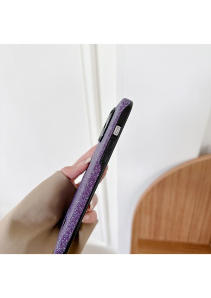 iPhone 13 Pro 6.1 Inç Kılıf Glitter Tpu+Pc Anti-Damla Akıllı Telefon Arka Kapak-Mor Için (Yurt Dışından)