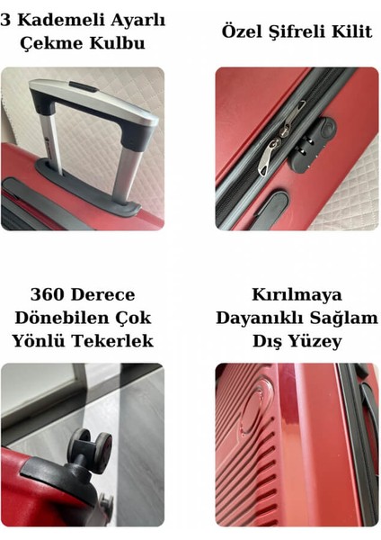 Bussiens 3 Boy Şifreli Pp Darbeye Dayanıklı Kırılmaz 4 Tekerlekli Çanta Valiz Seti Gri